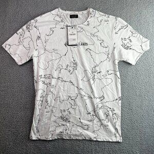 Zara Man Mens Unknown Lands Graphic T-Shirt World Map Multicolor Cotton L New